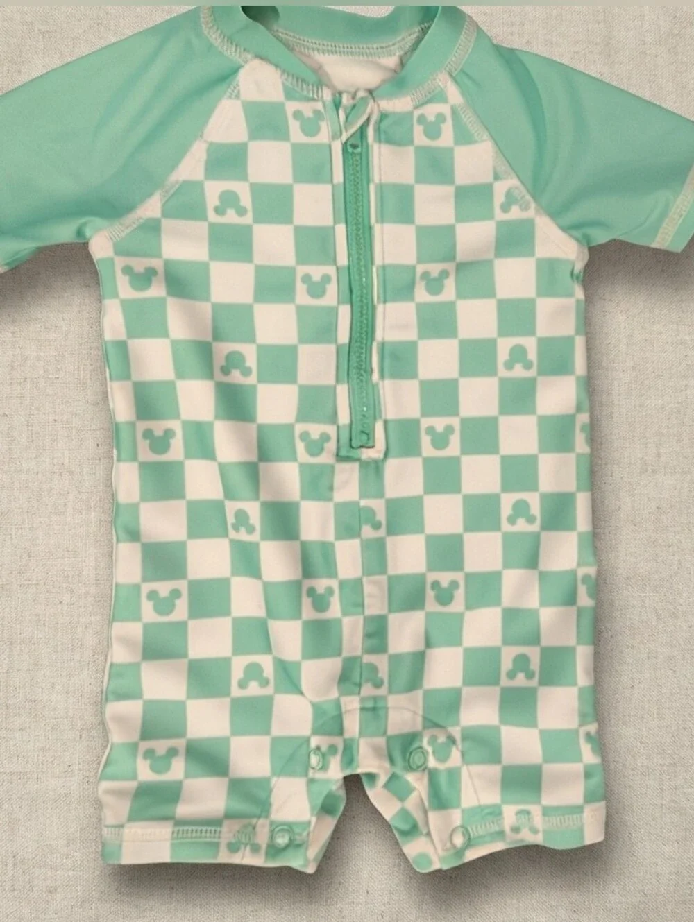 Disney 6-9M Aqua and White Kids Swim Rashguard